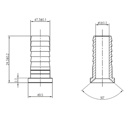 SS Stem 1/4" Barb For 1/4" Nut