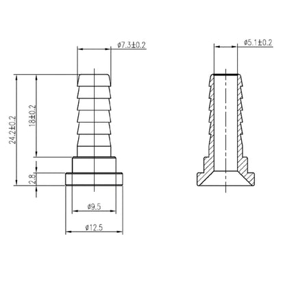 SS Stem 1/4" Barb For 3/8" Nut