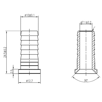 SS Stem 3/8" Barb For 3/8" Nut