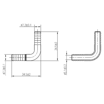 SS Elbow 1/4" Barb X 1/4" Barb