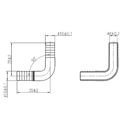 SS Elbow 3/8" Barb X 3/8" Barb