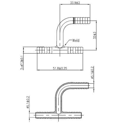 SS WYE 1/4" Barb