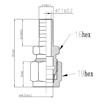 SS Adapter 3/8" Compression X 3/8" Barb