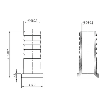 SS Stem 3/8" Barb For 3/8" Nut (1-1/4" Long)