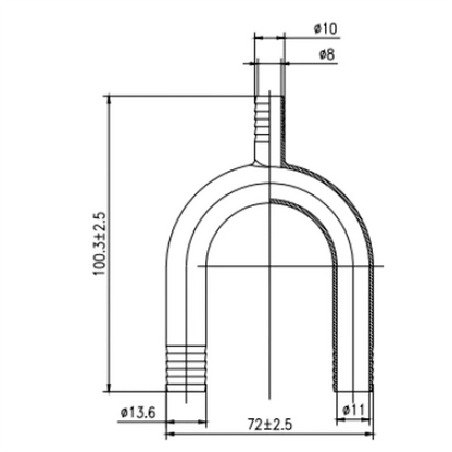 SS U-Bend Manifold (2) 1/2" Barb X 3/8" Barb