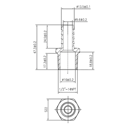 Brass Adapter 1/2" NPT X 1/2" Barb