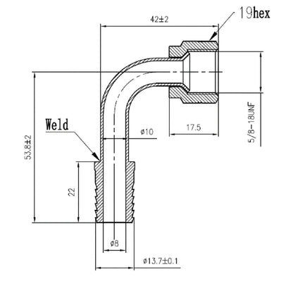 SS Elbow 3/8" Swivel Nut X 1/2" Barb