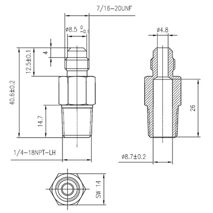 Brass Adapter 1/4" NPT Left Hand Thread X 1/4" MFL