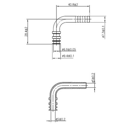 SS Input 1/4" 90 Degree with 2 O-Rings