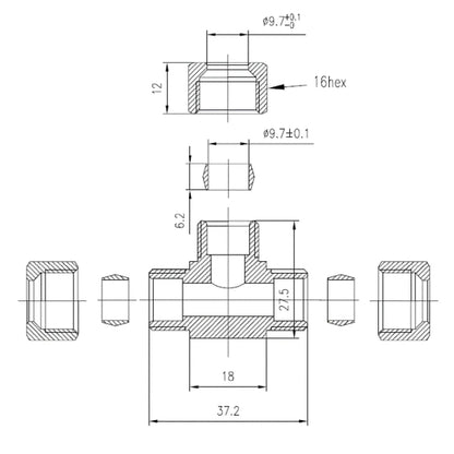 Brass Tee Compression Tube 3/8"