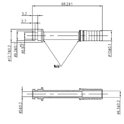 SS Input 3/8" Long Straight with O-Ring