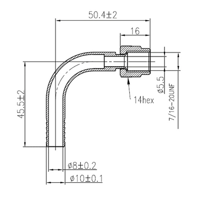 SS Elbow 1/4" FFL Swivel Nut X 3/8" Barb