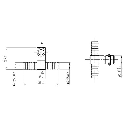 CO2 Fitting 1/4" Barb Brass Offset Tee For FLOJET 5000 And G Pumps