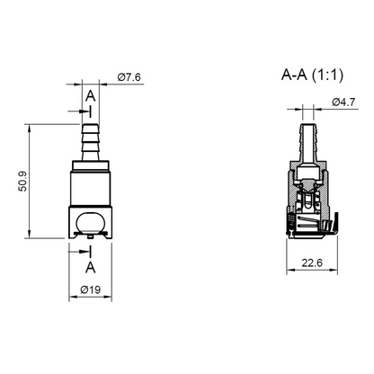 SS QDC, NP, Female Body, 1/4" Barb