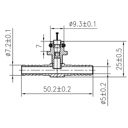 CO2 Fitting 1/4" Barb Brass Tee With Check Valve For SHURFLO