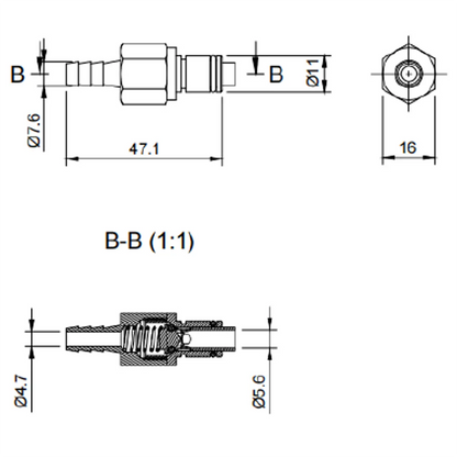 SS QDC, NP, Male Insert, 1/4" Barb