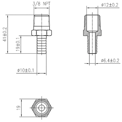 SS Adapter 3/8" NPT X 3/8" Barb