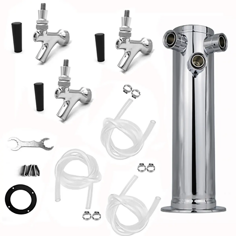 3" Stainless Cylinder Tower - 3 Faucet